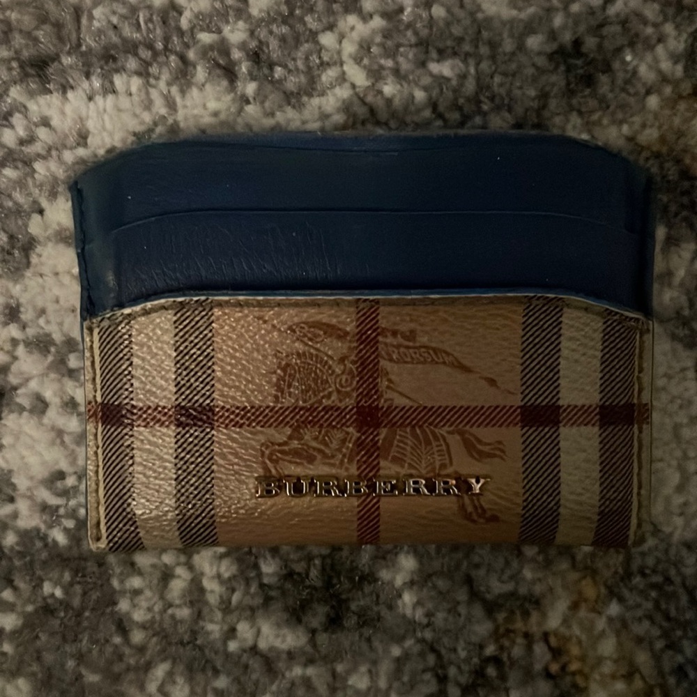 Burberry leather card holder - signature canvas print with blue accent